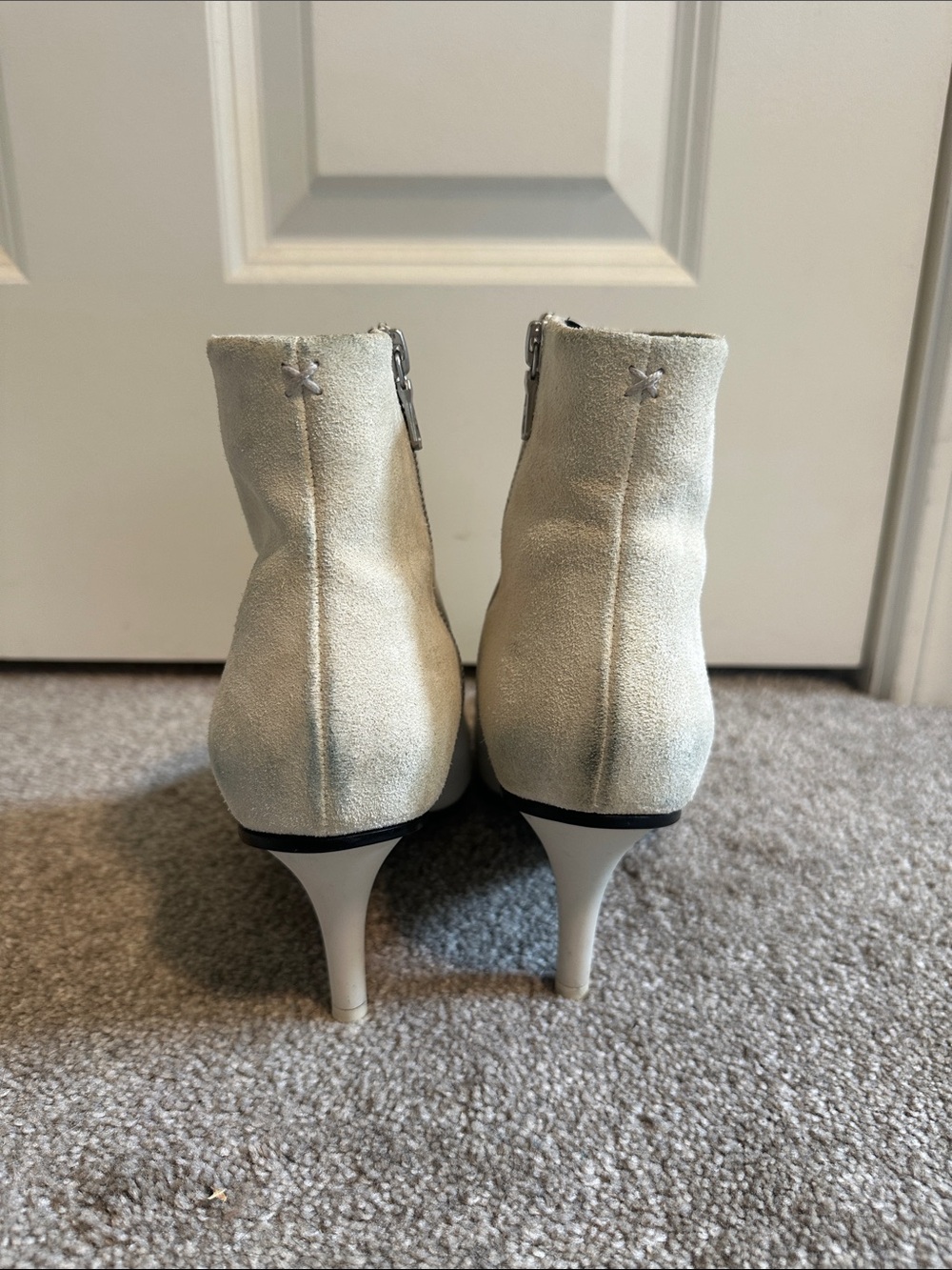 EUC Rag & Bone Beha Leather Suede Heeled Bootie in White Ivory Moto size US7 - Picture 15 of 15